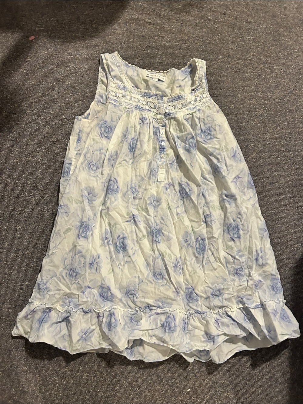 Eileen West Blue Floral - Lightweight Sleeveless night gown - Picture 2 of 6